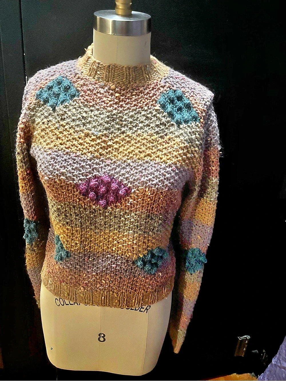 Adrienne Vittadini Multicolor 100% Wool Knit Sweater Size Small